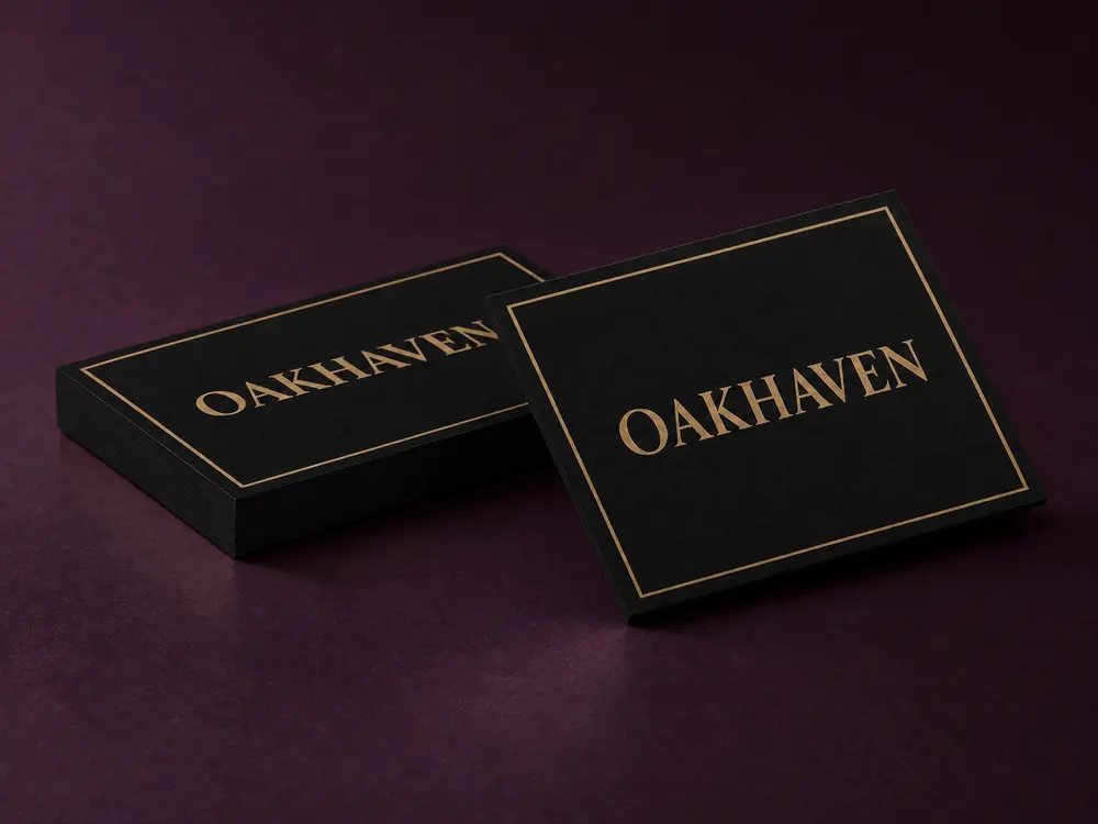 Two thicker business cards with a velvety soft-touch matte finish